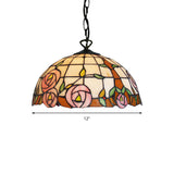 Tiffany Handcrafted Art Glass Pendant Light Bloom Down Lighting 1 Bulb 12/16 Wide Pink Fixture
