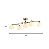Modern White Milk Glass Ceiling Fixture With 5 Lights For Dining Room