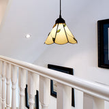 Blue/Beige Tiffany Pendant Lamp With Stained Glass Scalloped Design - Perfect For Dining Room