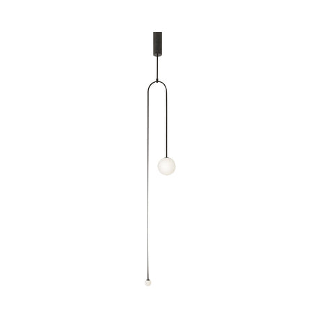 Modern Black Pendant Light For Living Room With Global Glass Shade - 48/64 Length