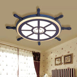 Blue Acrylic Flush Mount Nautical Style Ceiling Lamp - Slim Rudder Design For Kids’ Bedrooms
