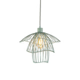 Modern 3-Tier Steel Cage Ceiling Pendant Light In Black/White/Green