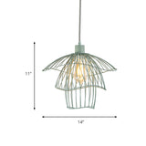 Modern 3-Tier Steel Cage Ceiling Pendant Light In Black/White/Green