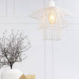 Modern 3-Tier Steel Cage Ceiling Pendant Light In Black/White/Green White