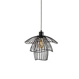 Modern 3-Tier Steel Cage Ceiling Pendant Light In Black/White/Green