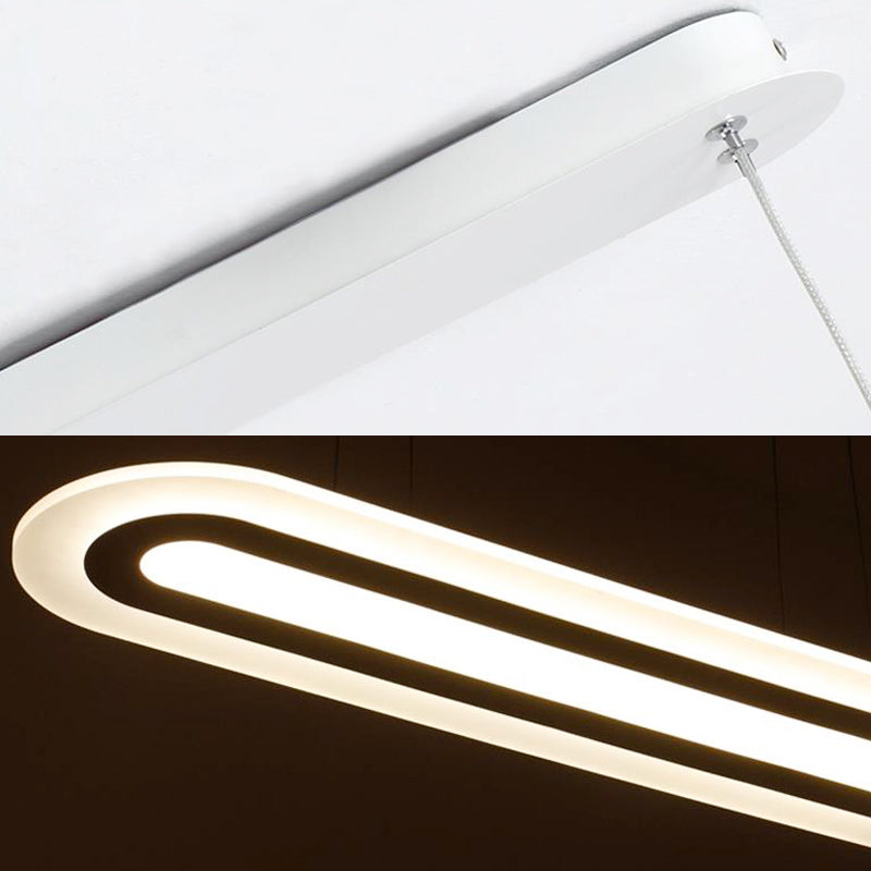 Simplicity Led Acrylic Hanging Lamp Kit - White Oval Ceiling Pendant In Warm/White/Natural Light