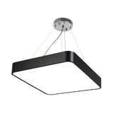 Modern Metal Square Pendant Light With Led & Recessed Diffuser - Black/Silver 3 Sizes (14/18/23.5)