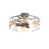 Nordic Style Merry-Go-Round Ceiling Light - 3-Light Metal Flush Lamp For Living Room
