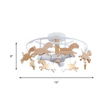 Nordic Style Merry-Go-Round Ceiling Light - 3-Light Metal Flush Lamp For Living Room