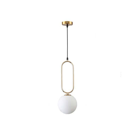 Modern Orb Pendant Light With Milk Glass Shade Gold Finish - Ideal For Living Room