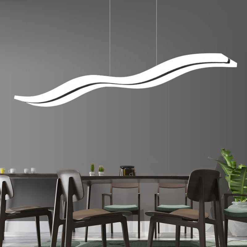 Wavy Acrylic Led Pendant Light For Modern Island Ceilings In Warm/White/Natural