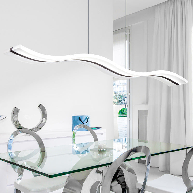 Wavy Acrylic Led Pendant Light For Modern Island Ceilings In Warm/White/Natural