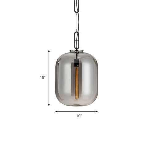 Modernist 1-Light Hanging Glass Pendant For Bedroom - Amber/Smoke Gray Oval Lighting 10/14 Wide