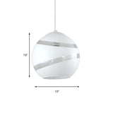 Contemporary Orbit Shade Pendant Light With Handblown Black/White Glass - Dining Room Lighting