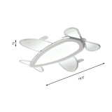 Propeller Plane Cartoon Ceiling Light - Acrylic Flush Mount In White Finish