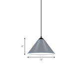 Modern Metal Cone Hanging Light - 1 Pink/Yellow/Green Pendant 12/14/16 Diameter