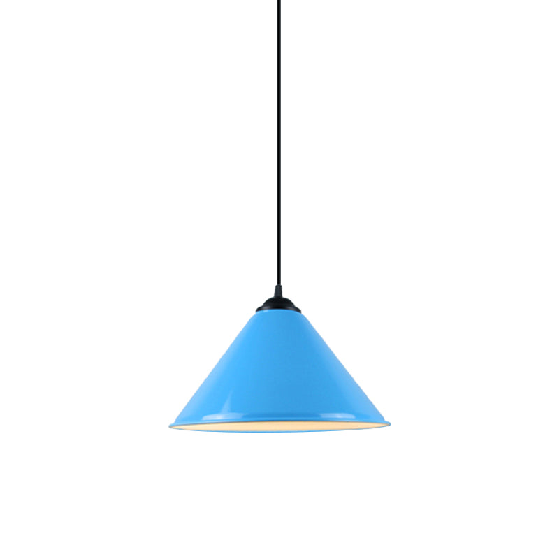 Modern Metal Cone Hanging Light - 1 Pink/Yellow/Green Pendant 12/14/16 Diameter