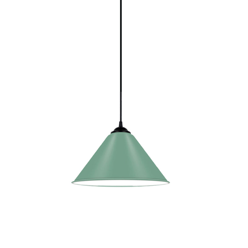 Modern Metal Cone Hanging Light - 1 Pink/Yellow/Green Pendant 12/14/16 Diameter