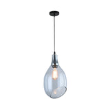 Modern Blue/Amber Glass Pendant Lamp - Stylish Nickel Hanging Light For Bedroom