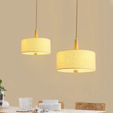 Nordic Flaxen Drum Pendant Light For Dining Room