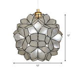 Modern Shell Pendant Light - Globe Suspension White/Beige 1-Light