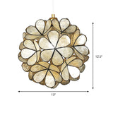 Modern Shell Pendant Light - Globe Suspension White/Beige 1-Light