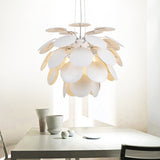 Contemporary Pinecone Ceiling Light With Metallic Finish And 1 White Pendant Lamp (21.5/25.5 W)