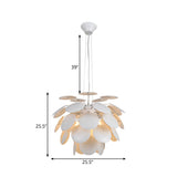Contemporary Style Metallic Pinecone Ceiling Hanging Light - 1 White Pendant Lamp 21.5’/25.5