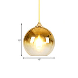 8/10/12 Nordic Glass Globe Pendant Lighting - 1-Light Sliver/Gold/Rose Gold Hanging Light