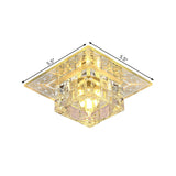 Contemporary Led Flush Mount Lamp With Clear Crystal Shade - Chrome Ceiling Fixture