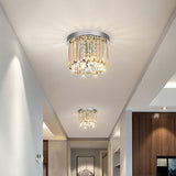 Modern Led Chrome Flush Mount Ceiling Lamp - Crystal Cylinder Light Fixture (8/12 Dia)