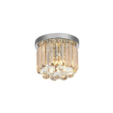 Modern Led Chrome Flush Mount Ceiling Lamp - Crystal Cylinder Light Fixture (8/12 Dia)