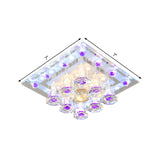 Contemporary Purple Crystal Ceiling Light - 7’/9.5’ Flush Mount Led For Corridor In Warm/White