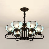 Tiffany Blue Bowl Pendant Chandelier With Adjustable Chain - Ideal For Foyer 6/8 Lights 6 /