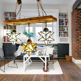 Rustic Star Chandelier Lamp - Wooden Board Design Colorful Glass Perfect For Kitchen 3 / Rust