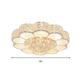 Flower Bedroom Ceiling Fixture: Clear Crystal Block Led Flush Mount Light With 3 Color Options