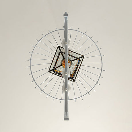 Tiffany Style White Bird Cage Pendant Light - 1-Light Stainless Glass Ceiling Lamp With Inner House
