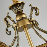 6/8-Light Domed Chandelier With Mosaic White Glass Tiffany Pendant Light - Aged Brass Finish