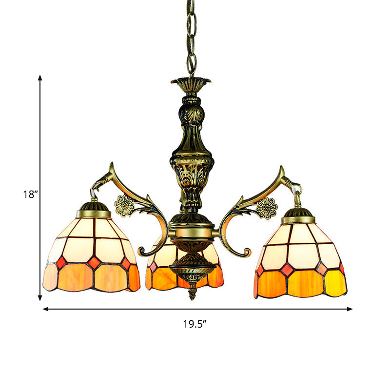Vintage Stained Glass Hanging Ceiling Light With 3/5/9/11 Lights - Yellow Indoor Lighting For