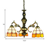Vintage Stained Glass Hanging Ceiling Light With 3/5/9/11 Lights - Yellow Indoor Lighting For