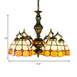 Vintage Stained Glass Hanging Ceiling Light With 3/5/9/11 Lights - Yellow Indoor Lighting For