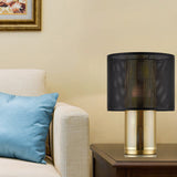Sleek Dual Cylinder Nightstand Lamp - Metal Frame 1 Bulb Black/White