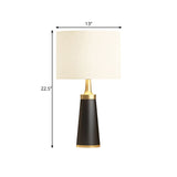 Modern Fabric Cylindrical Night Light: White Table Lamp With Metal Base