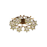 Traditional Clear Tiffany Glass Flush Mount Ceiling Light - 8/5 Lights Starry Design In White For