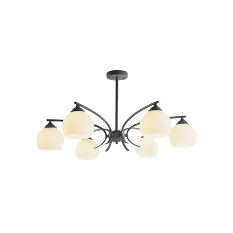 Stylish Opal Glass Living Room Chandelier - Sphere Shade 6/8 Lights Macaron-Inspired