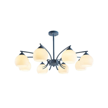Stylish Opal Glass Living Room Chandelier - Sphere Shade 6/8 Lights Macaron-Inspired