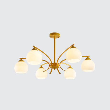 Stylish Opal Glass Living Room Chandelier - Sphere Shade 6/8 Lights Macaron-Inspired