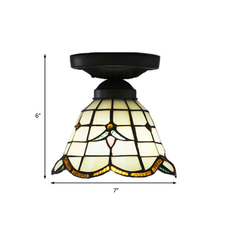 Craftsman Stained Glass Led Ceiling Light - White/Beige/Orange/Blue Ideal For Foyers