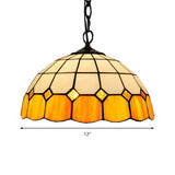 Yellow Stained Glass Tiffany-Style Pendant Light For Living Room