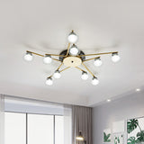 Sleek Metal Semi Flush Mount Ceiling Lamp With Multi-Head And Oval Shade - Stylish Lighting For